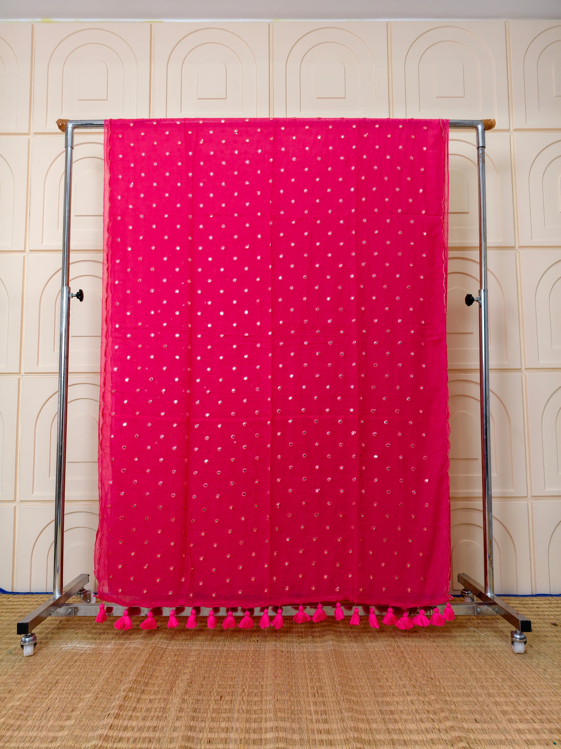 Premium Mul cotton sarees with foil mirror embroidery