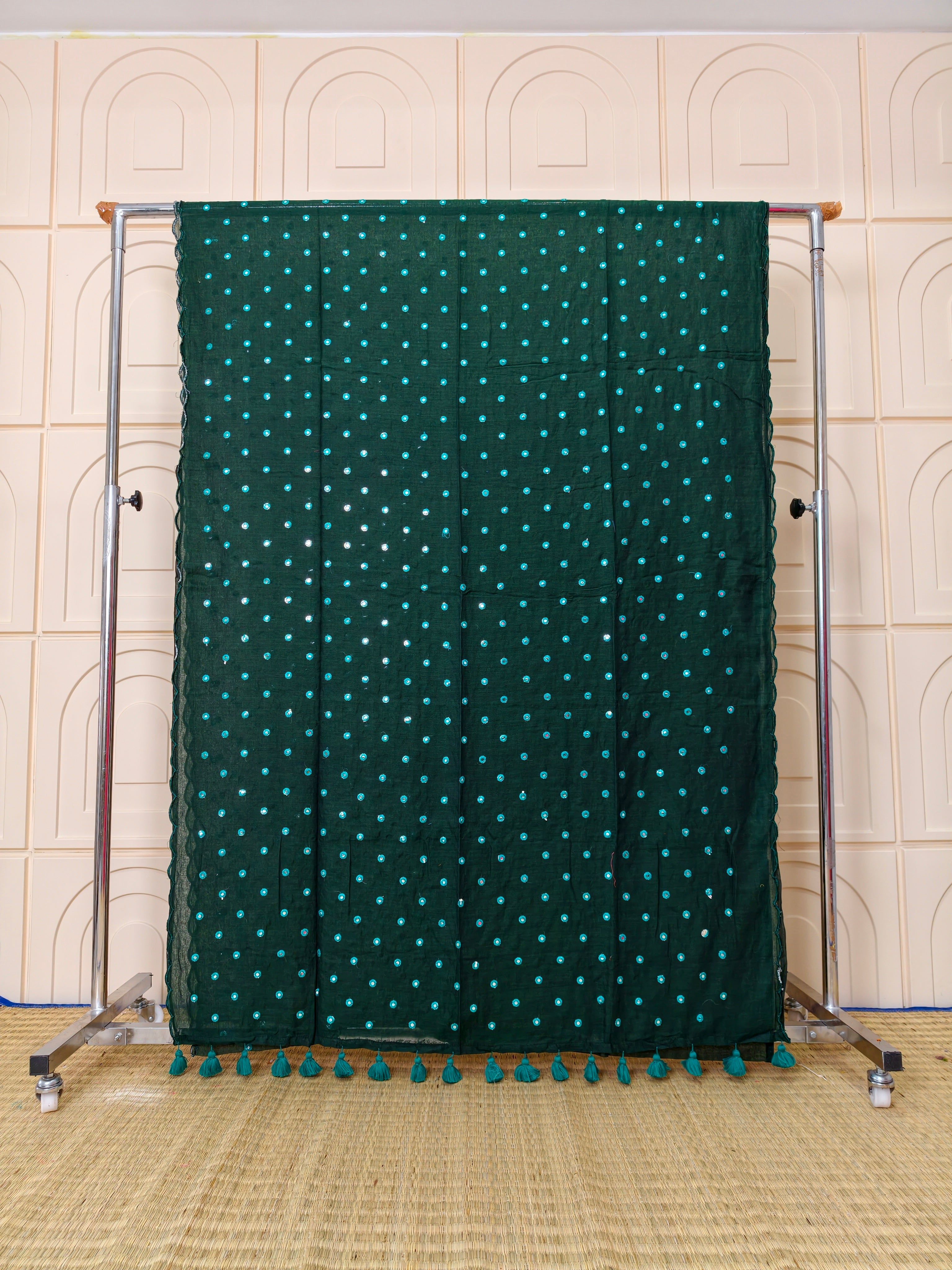 Premium Mul cotton sarees with foil mirror embroidery