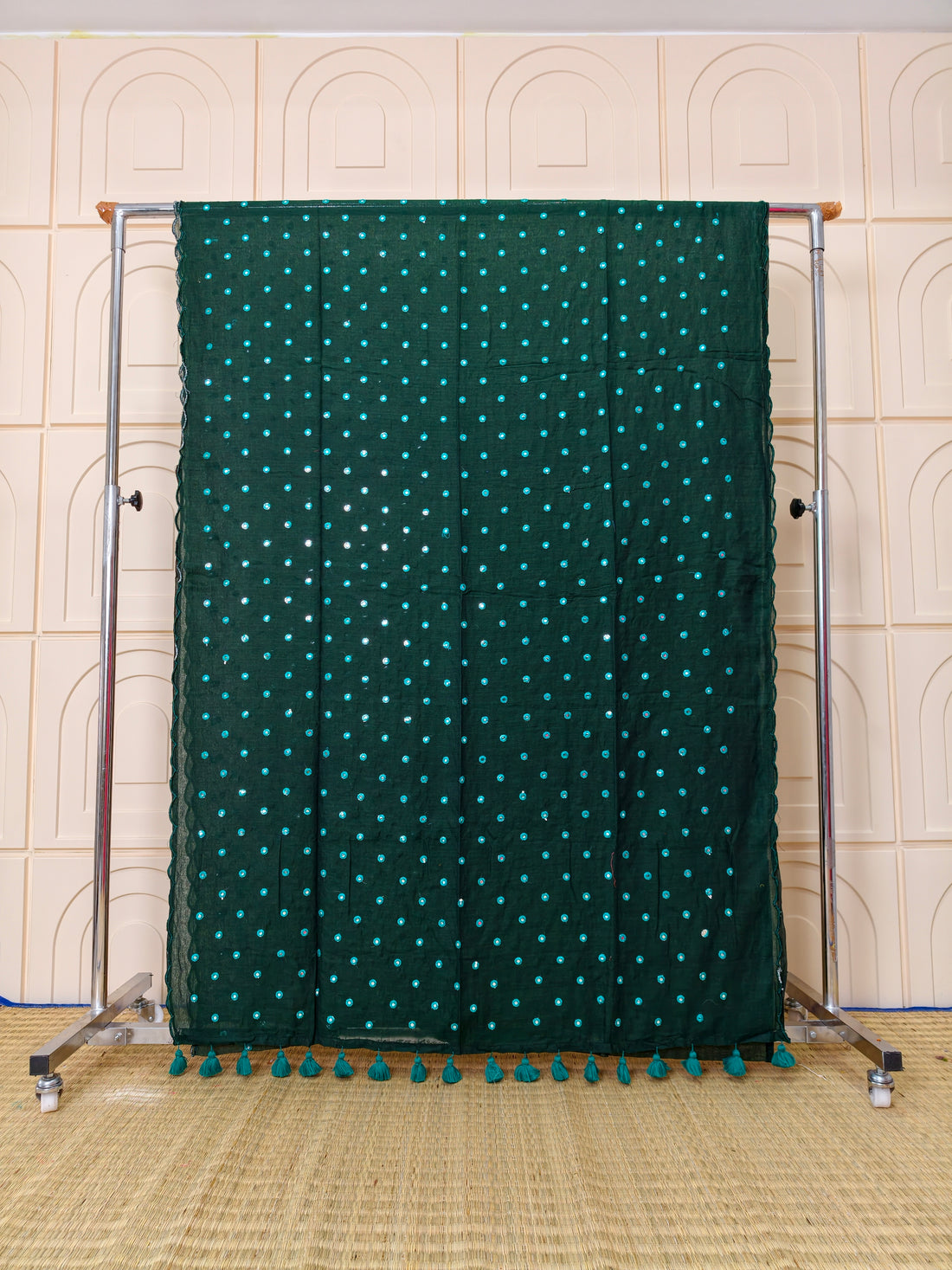 Premium Mul cotton sarees with foil mirror embroidery