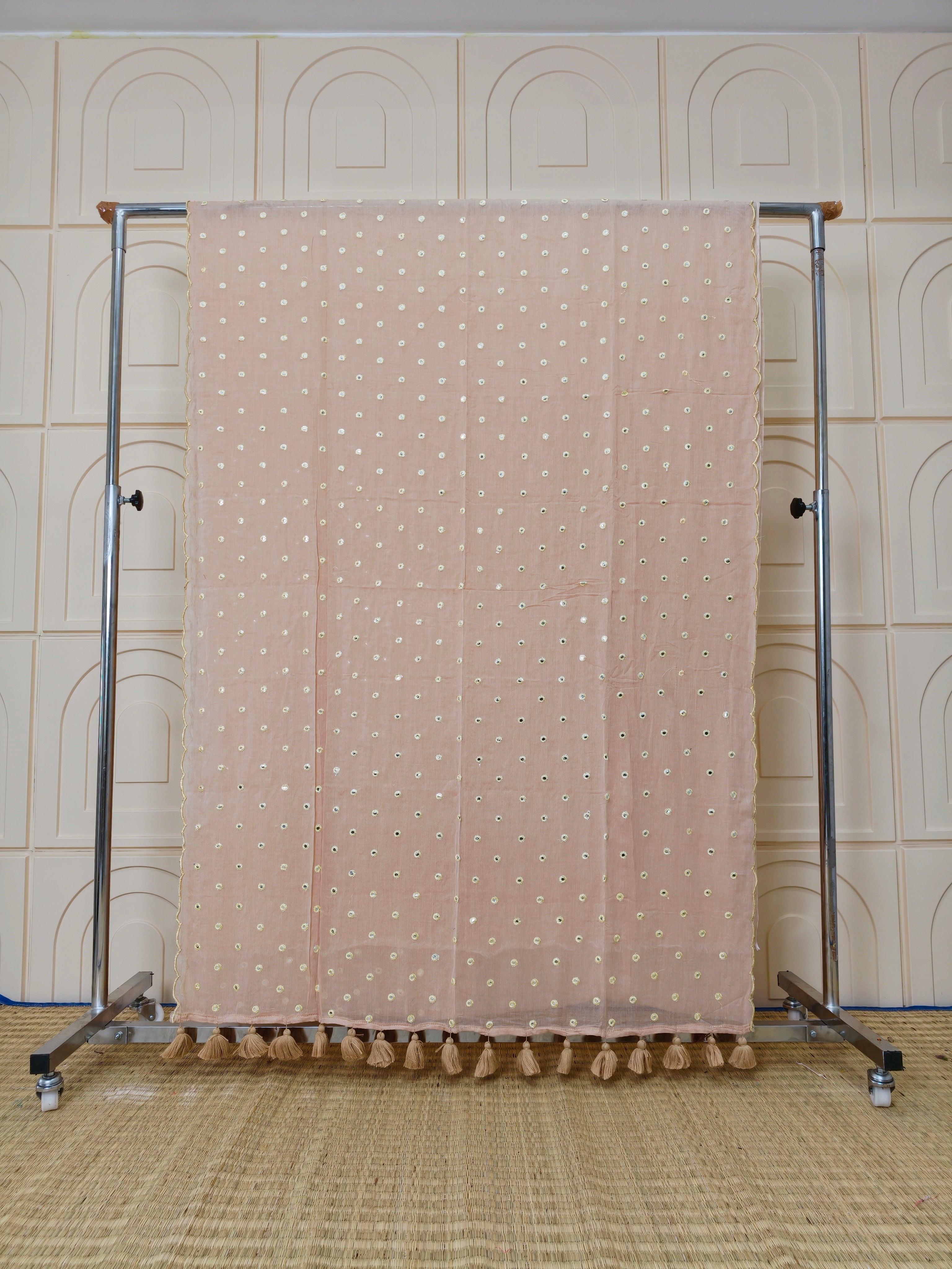 Premium Mul cotton sarees with foil mirror embroidery