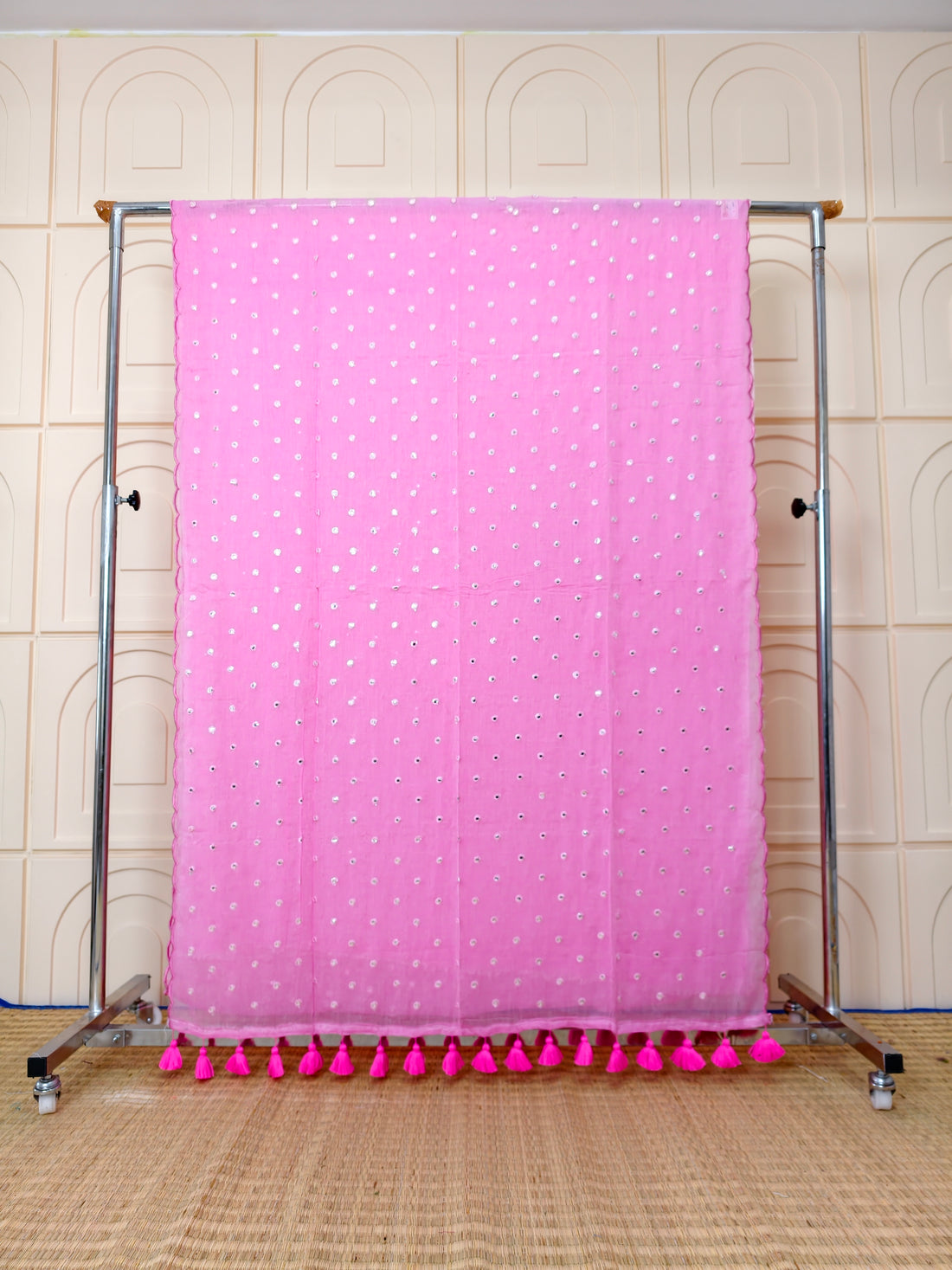 Premium Mul cotton sarees with foil mirror embroidery