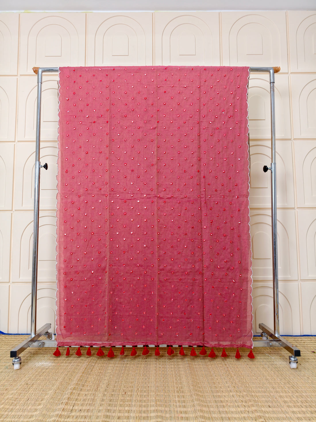 Premium Mul cotton sarees with foil mirror embroidery