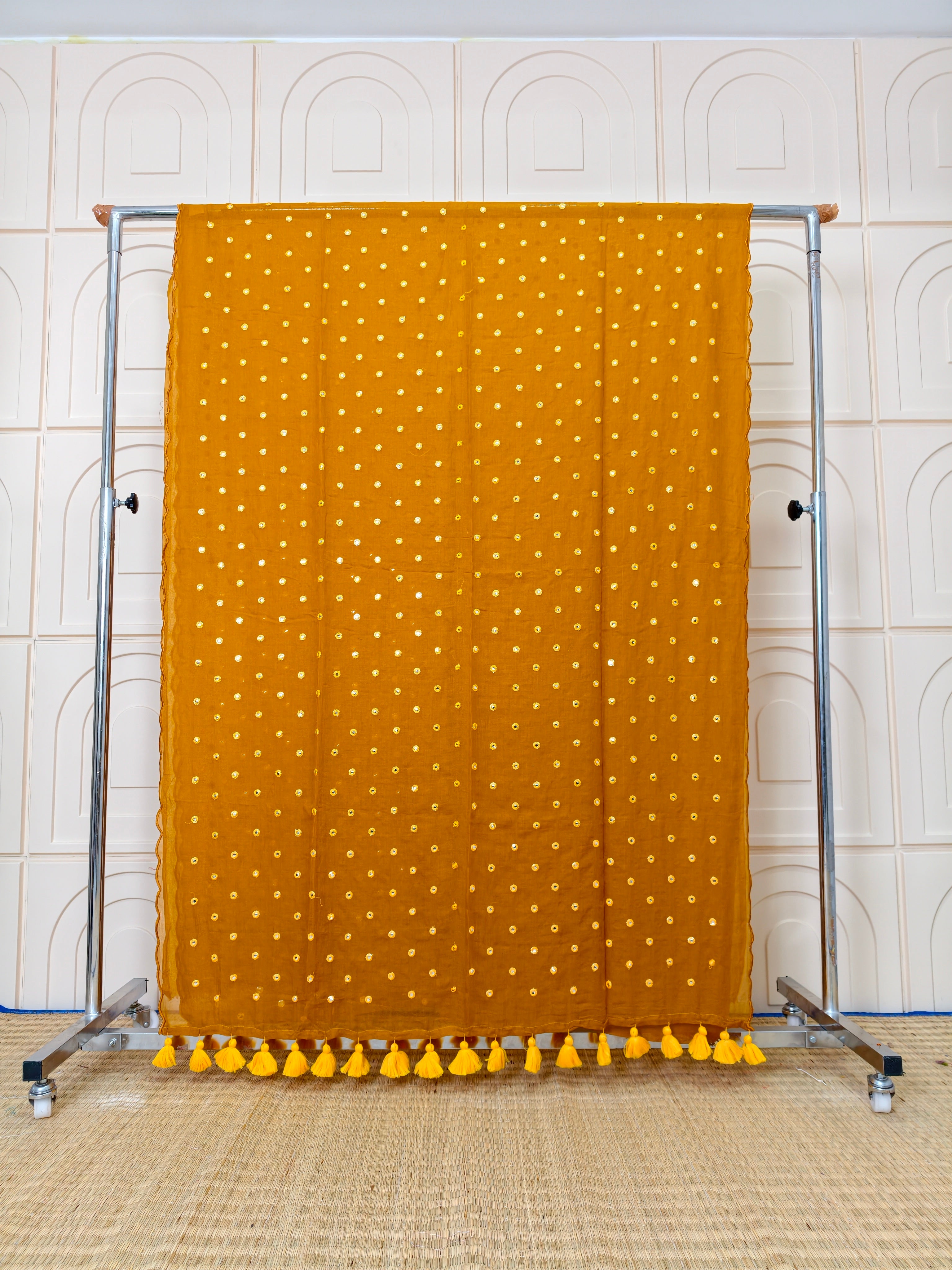 Premium Mul cotton sarees with foil mirror embroidery