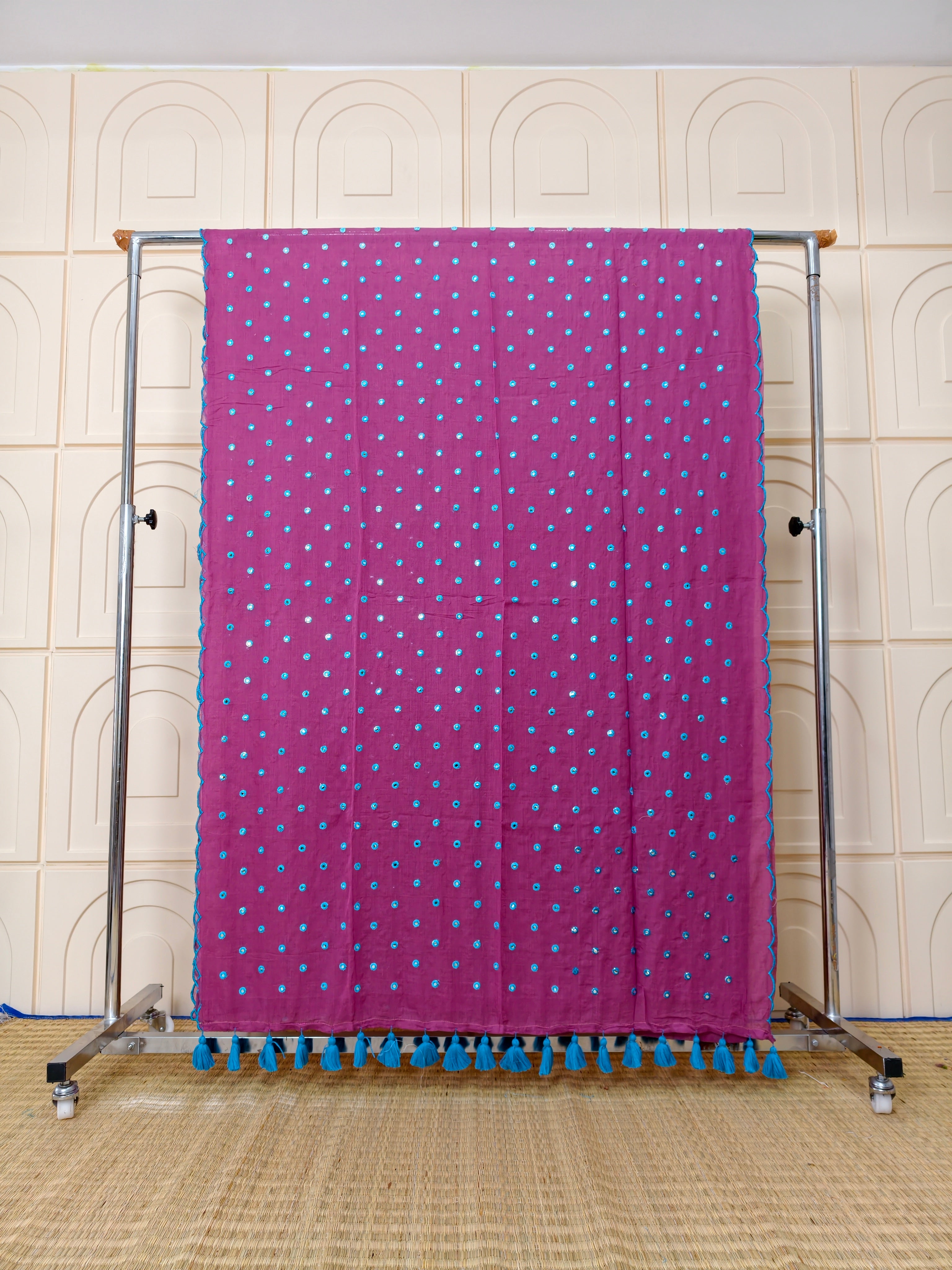 Premium Mul cotton sarees with foil mirror embroidery