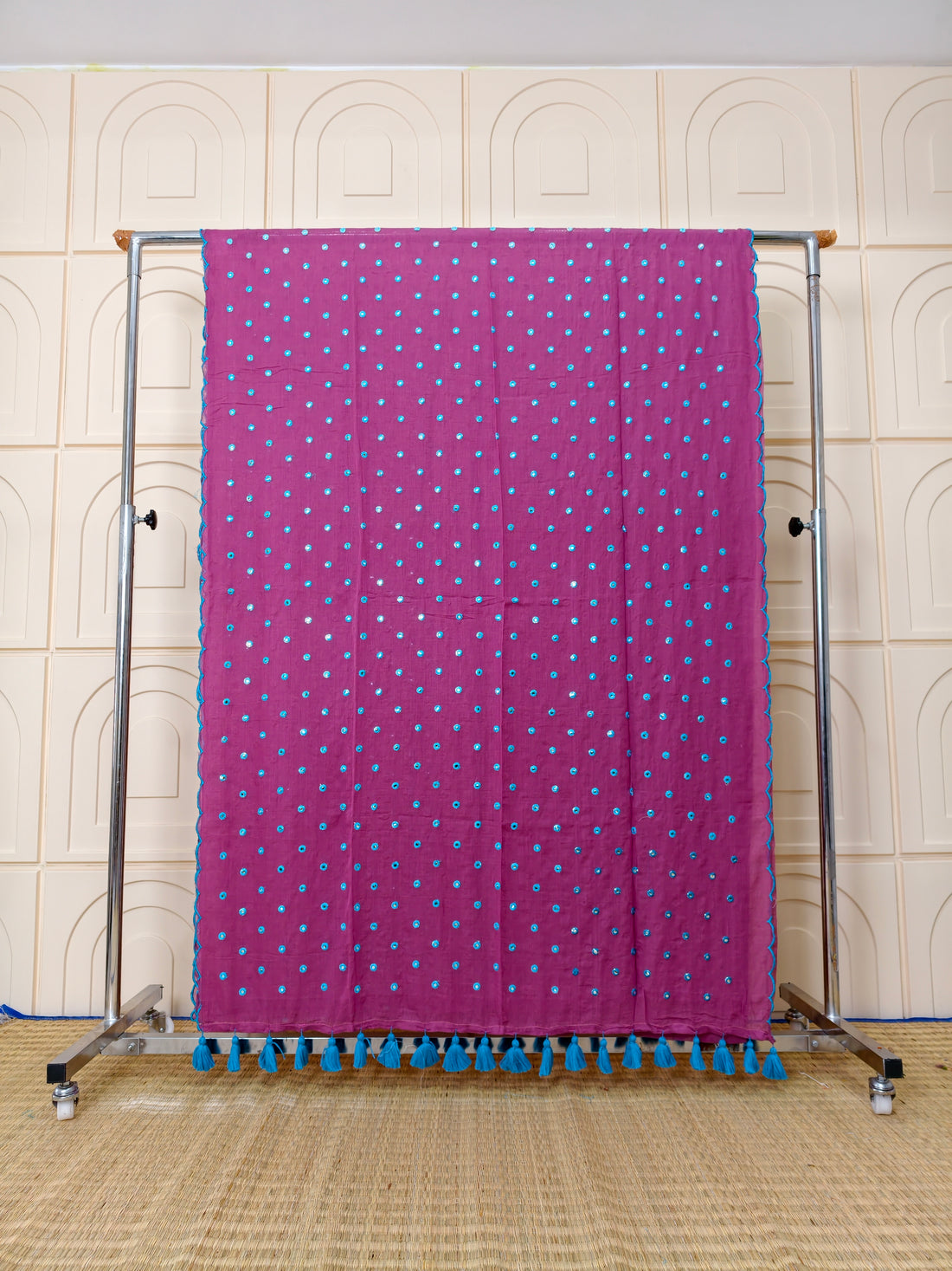 Premium Mul cotton sarees with foil mirror embroidery