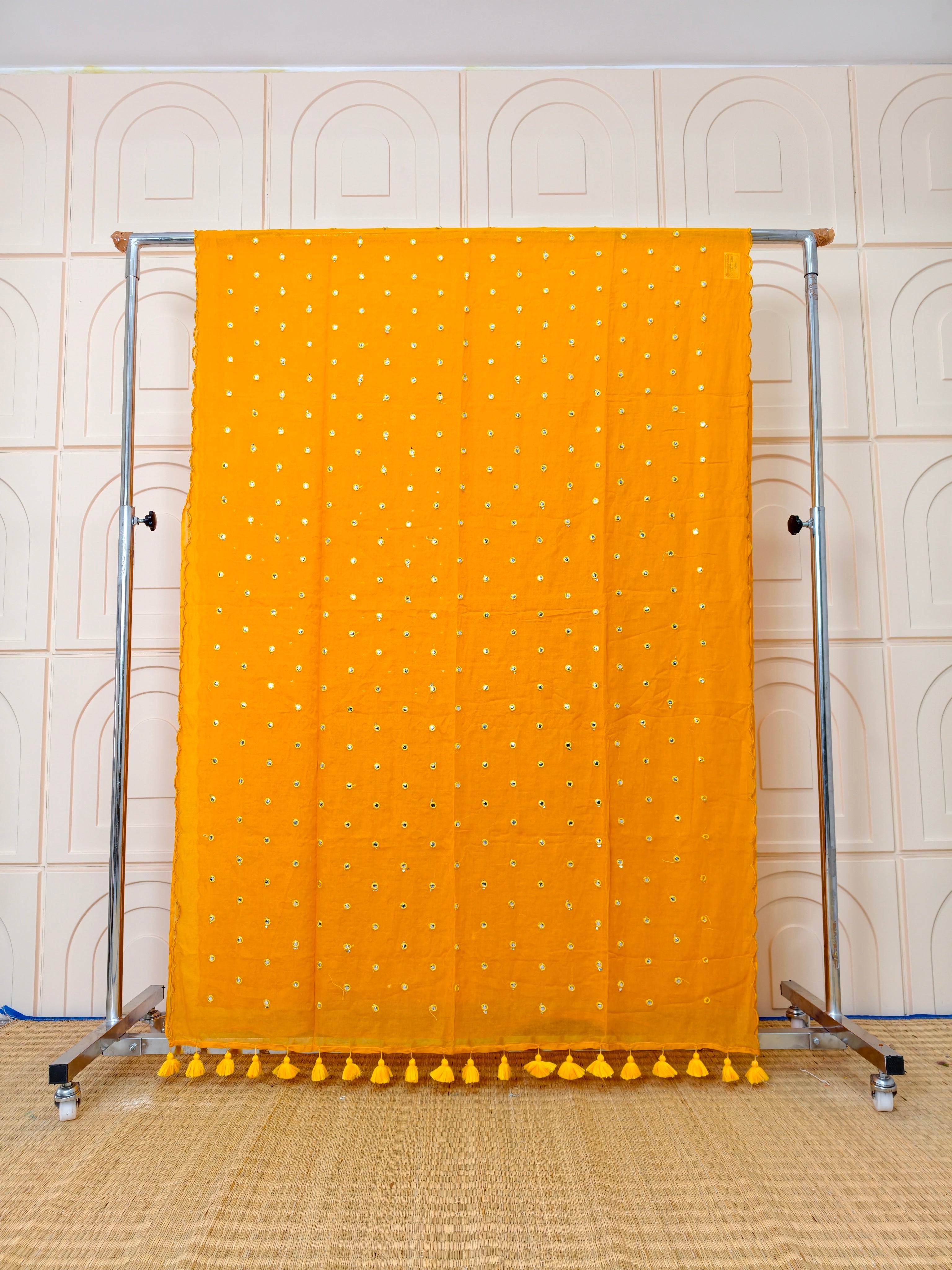 Premium Mul cotton sarees with foil mirror embroidery