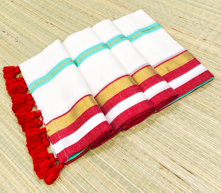 mul cotton saree with multi stripes
