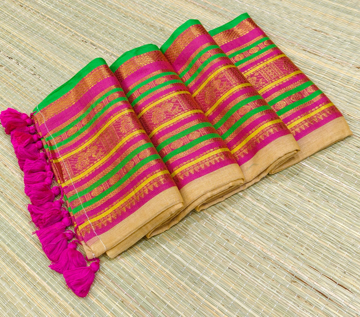 Premium Mul cotton saree with big kanchi border
