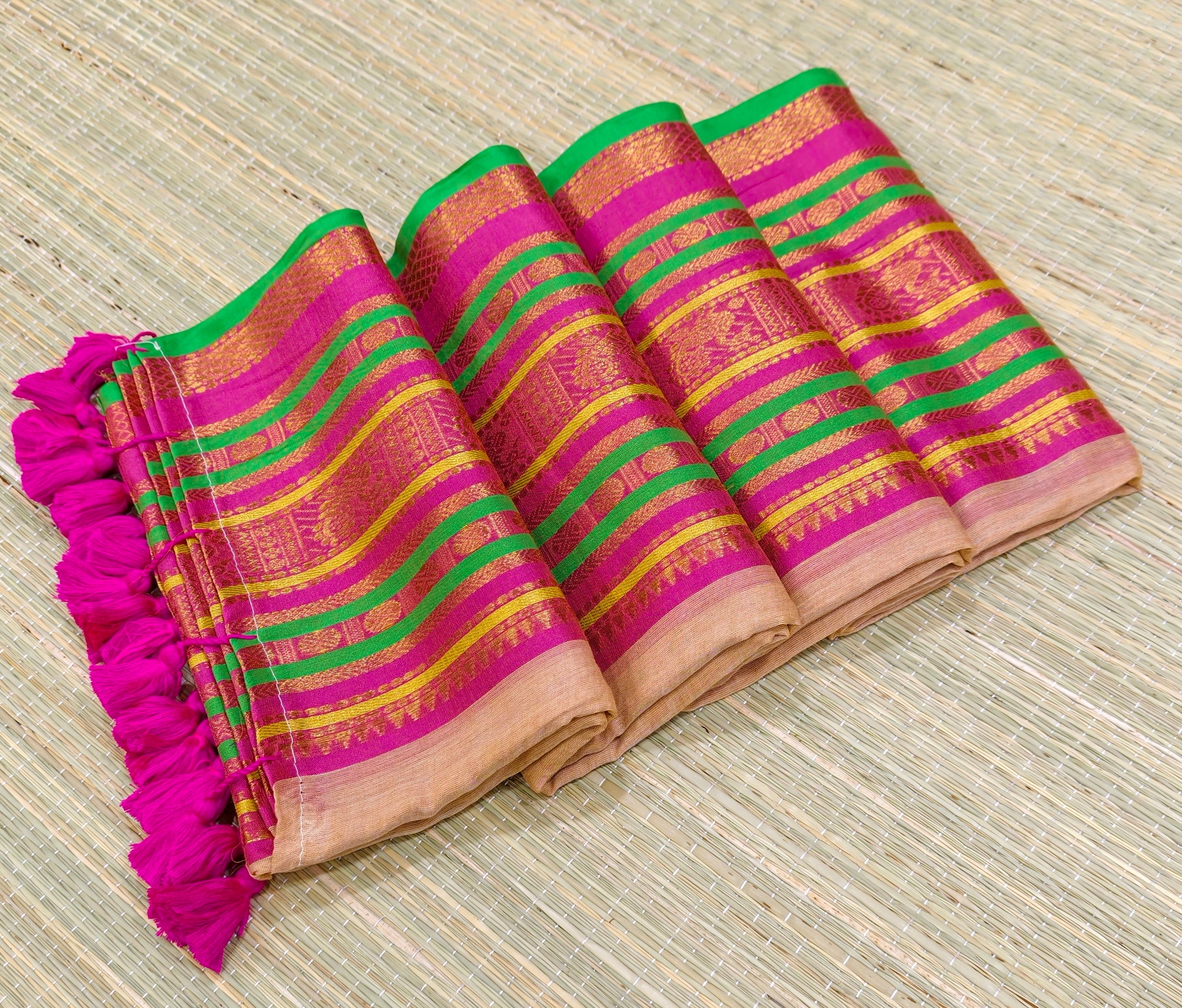 Premium Mul cotton saree with big kanchi border