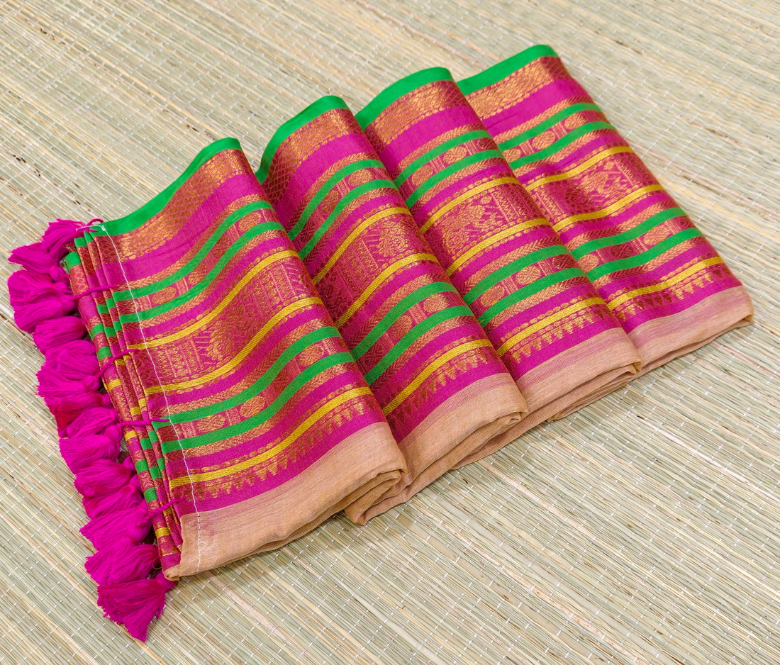 Premium Mul cotton saree with big kanchi border