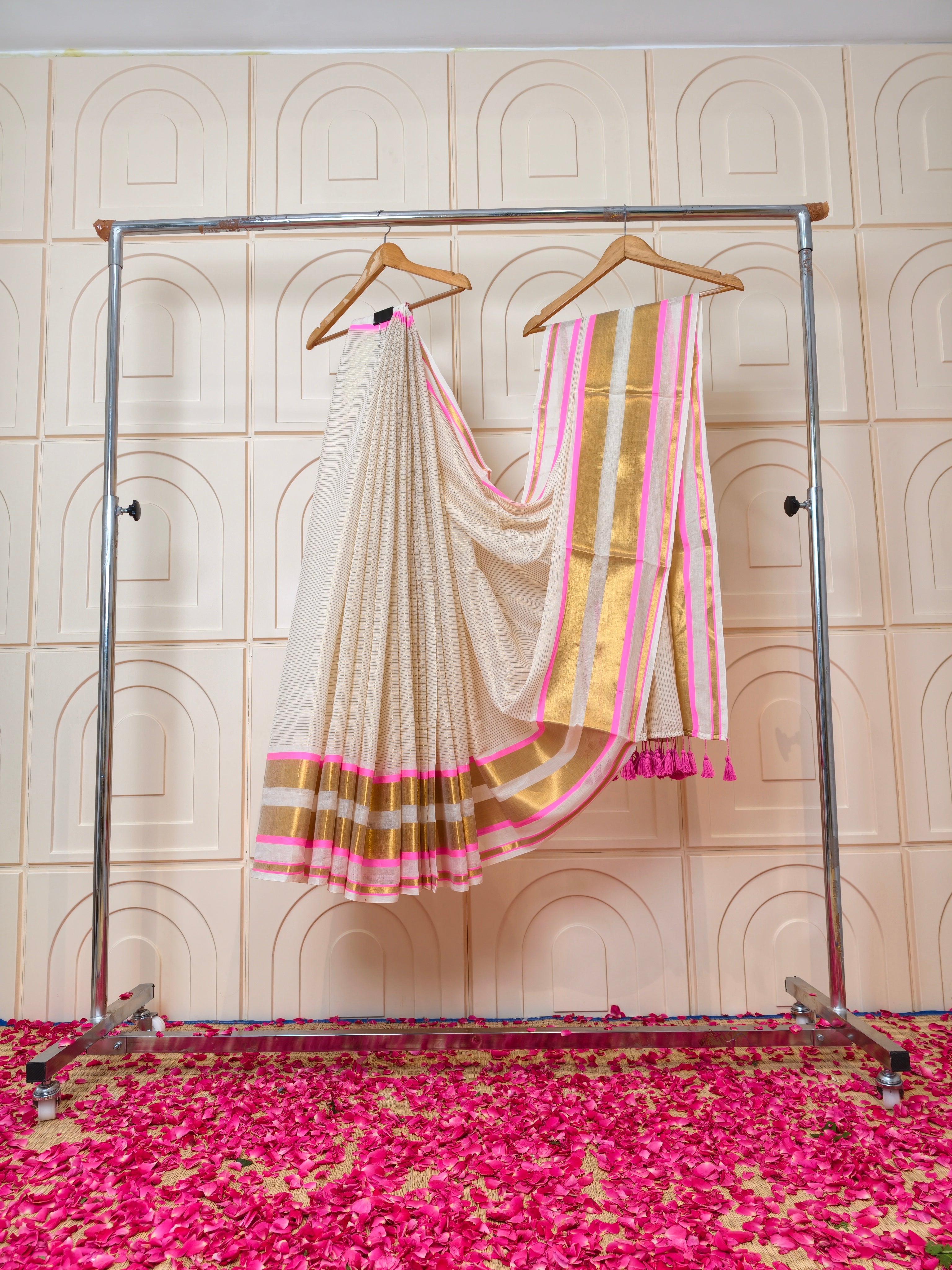 Premium Mul cotton saree with zari stripes PMK26