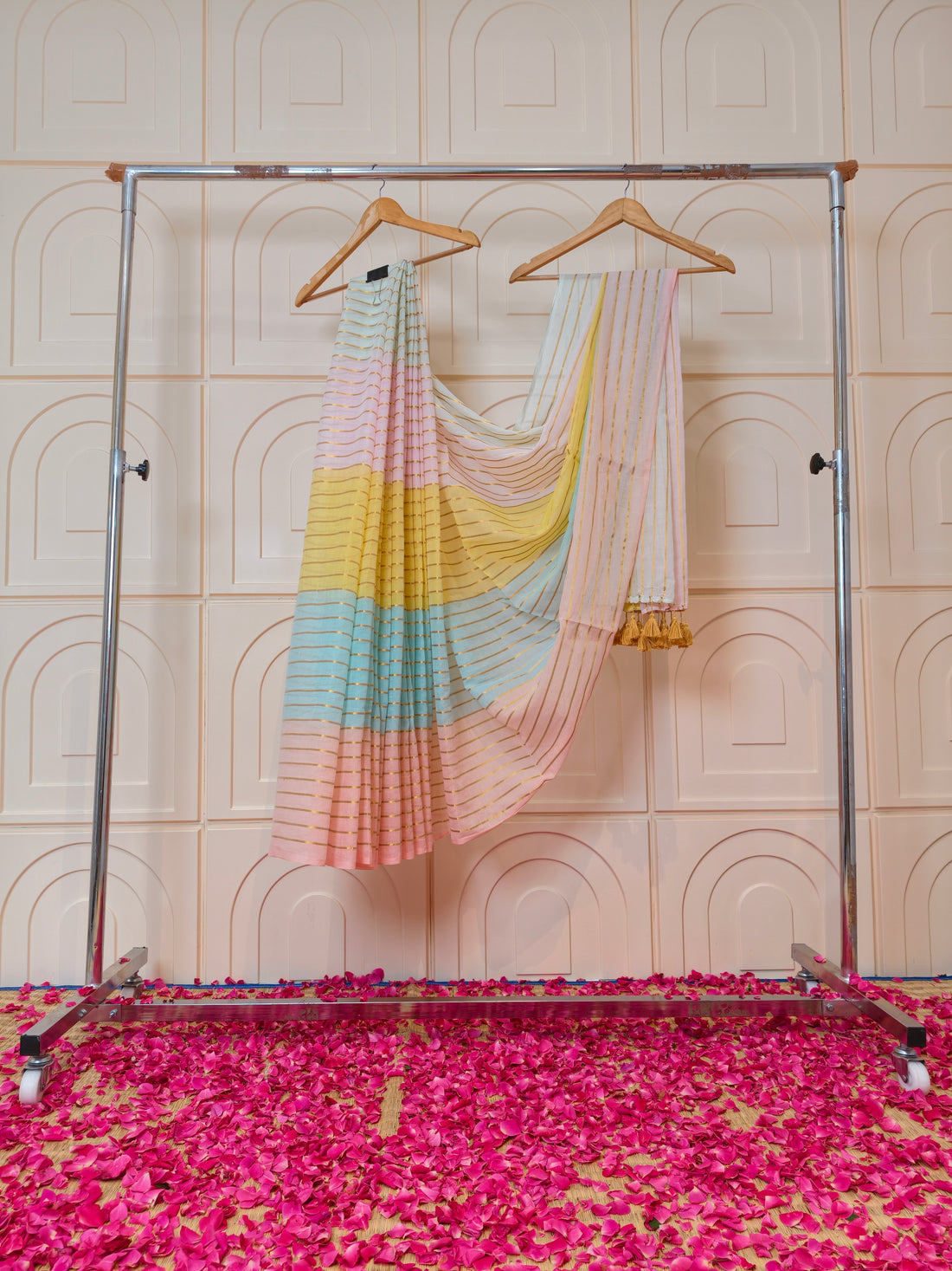 Premium Mul cotton pastel saree with zari stripe PMK30s