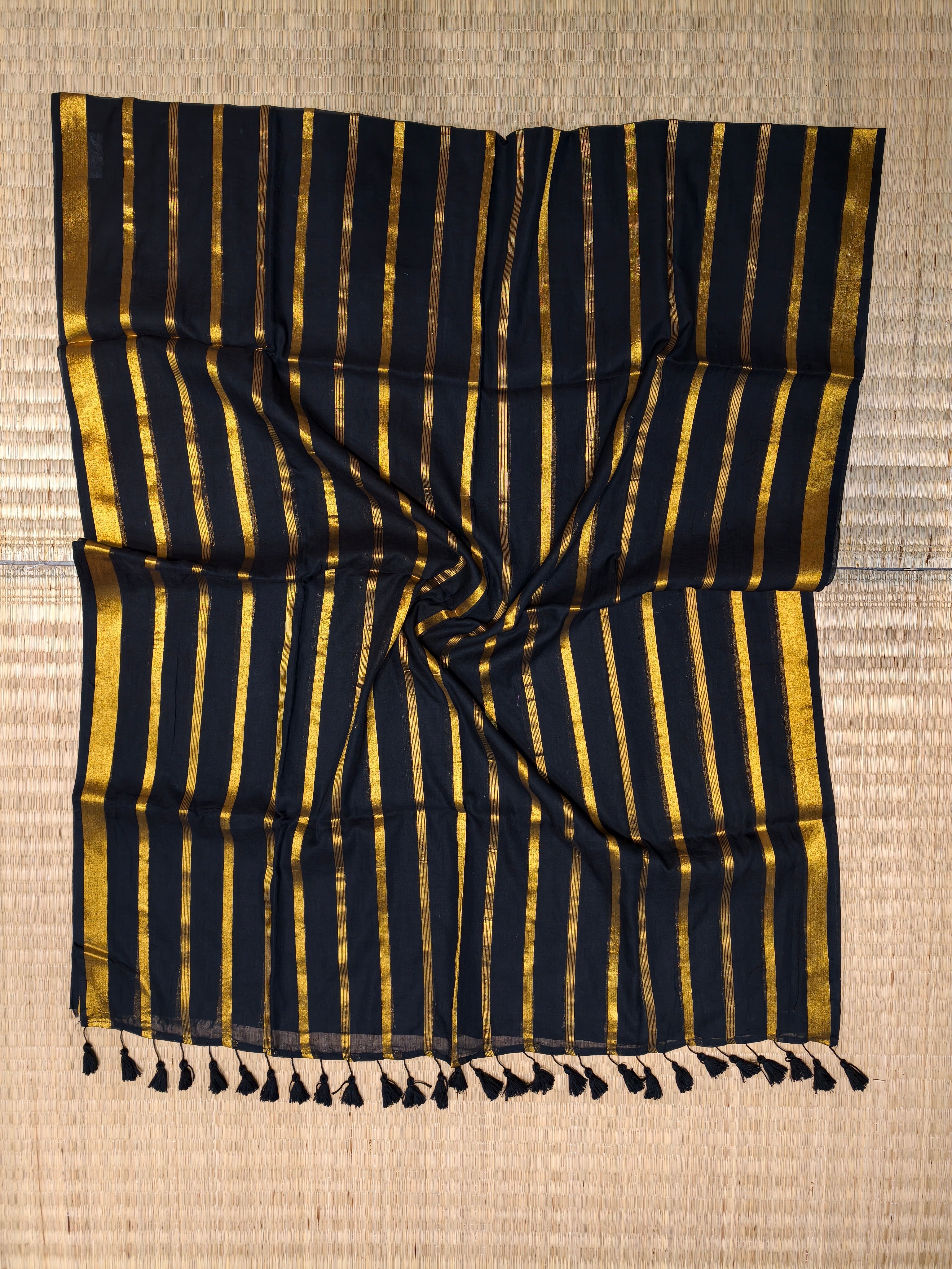 Premium mul cotton saree with zari stripes