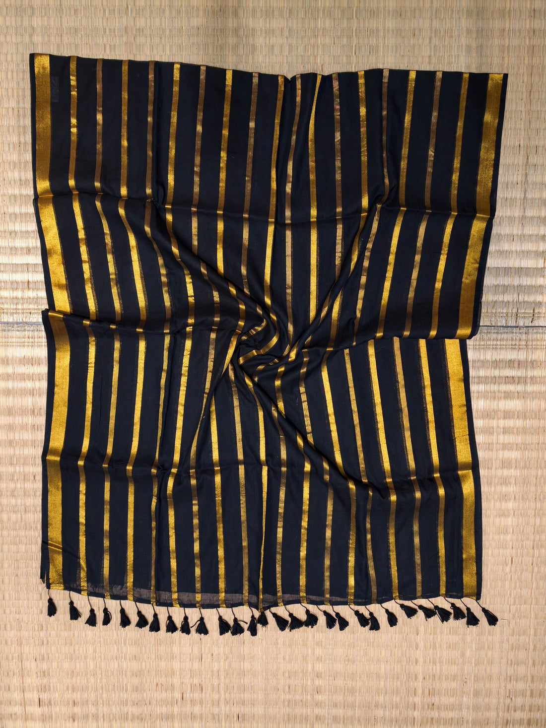 Premium mul cotton saree with zari stripes