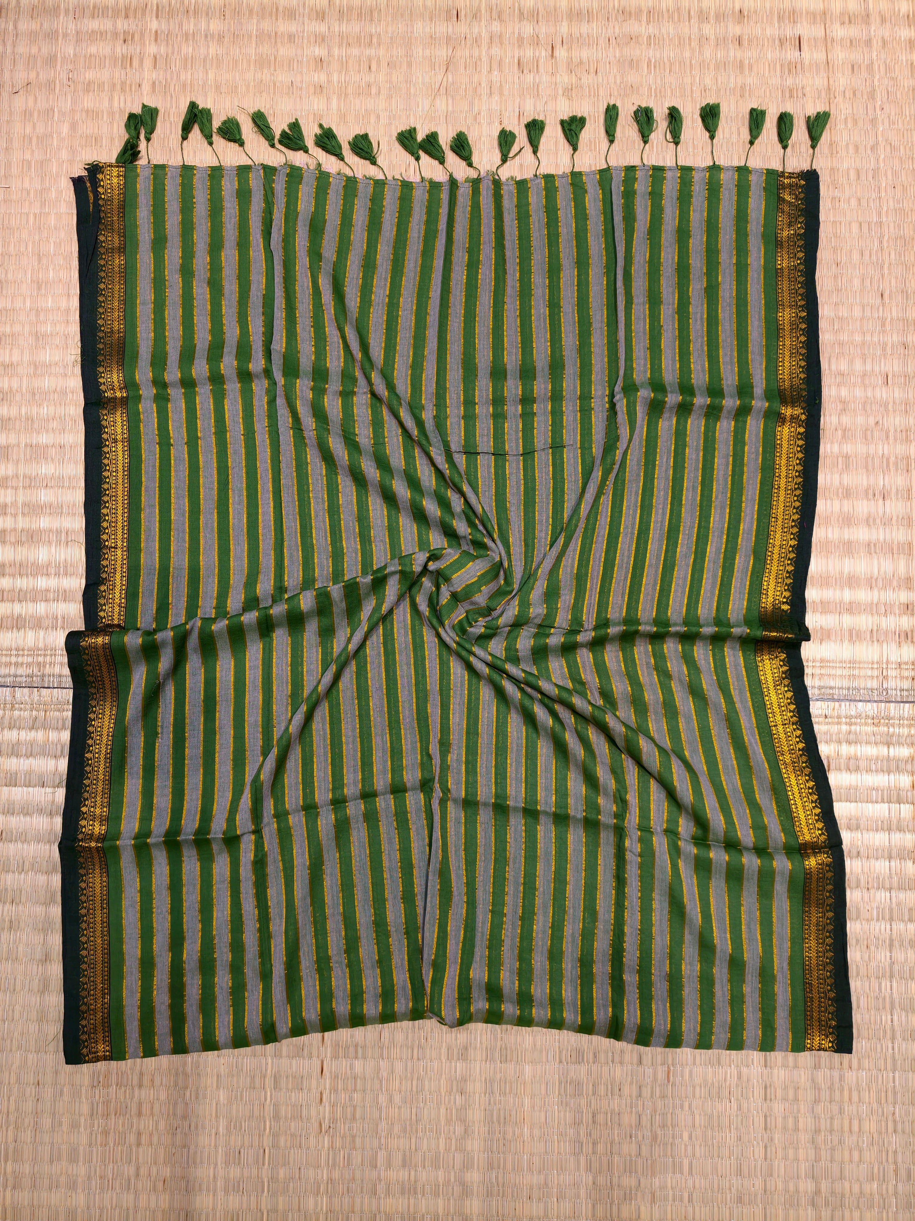 Premium mul cotton saree with alternate stripes PMK