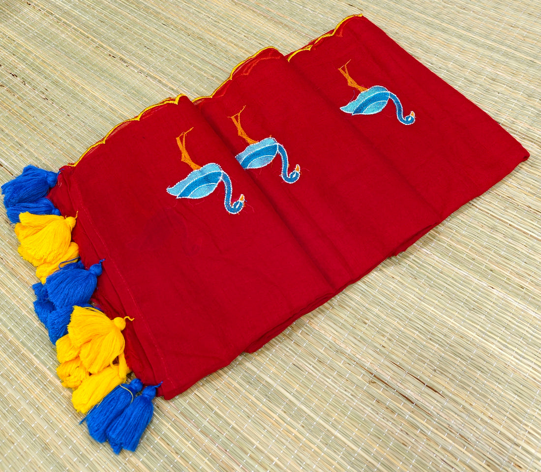 Premium Mul cotton sarees with swan embroidery