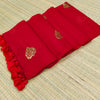 Premium Mul cotton saree with leaf sequence embroidery