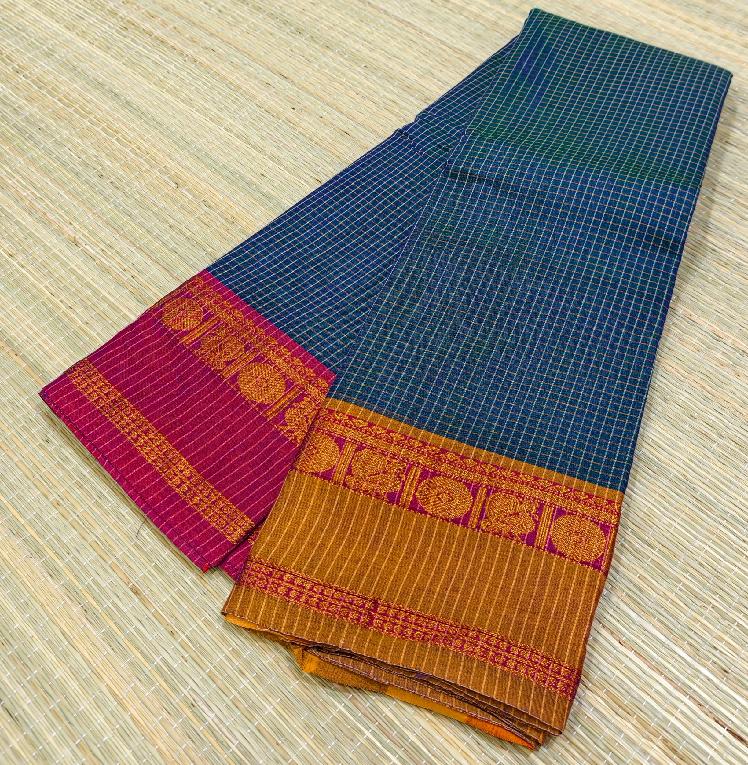 Narayanpet cotton saree with ganga jamuna border NC14