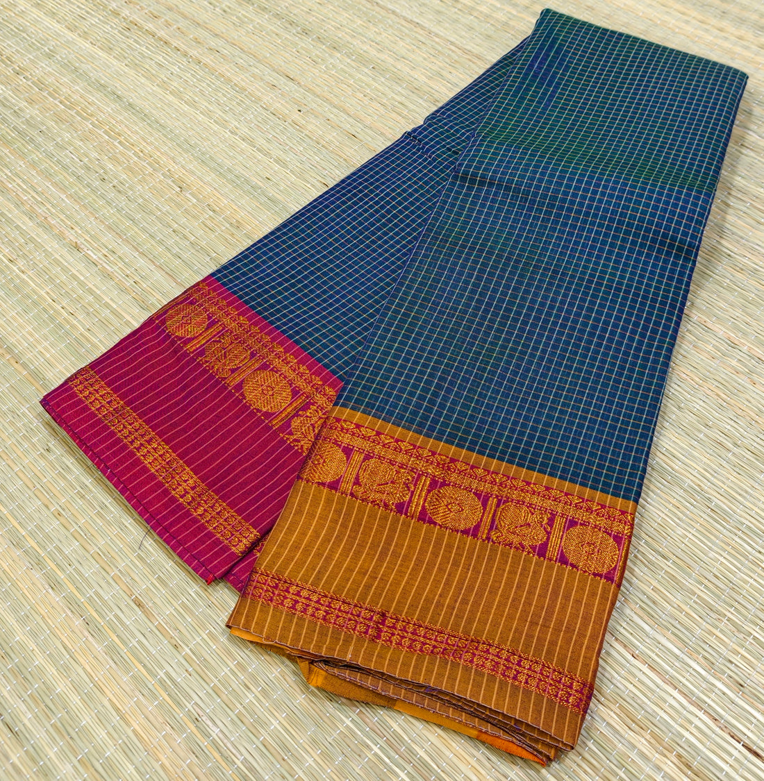Narayanpet cotton saree with ganga jamuna border NC14