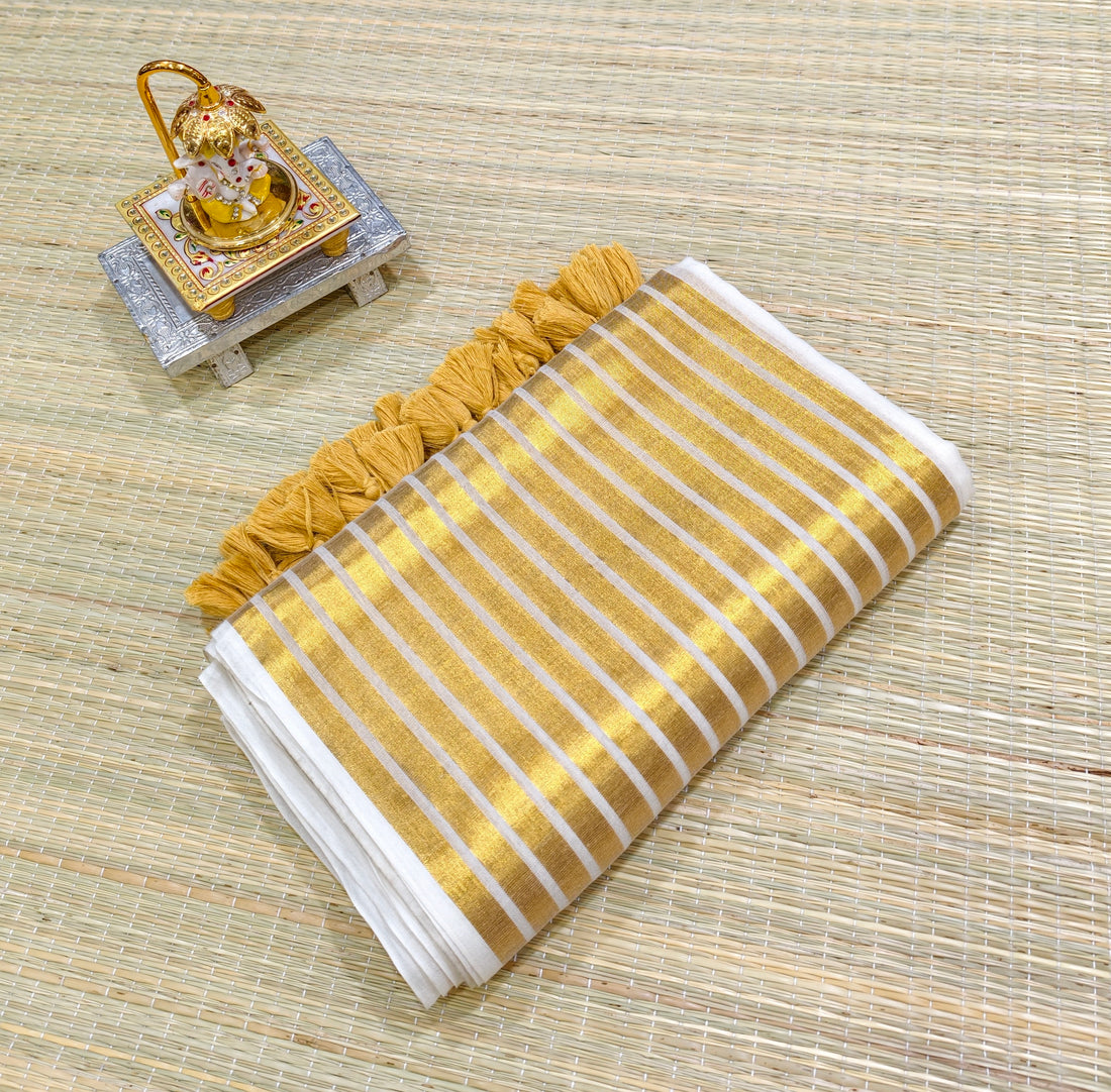 Premium mul cotton saree with zari border PMK05