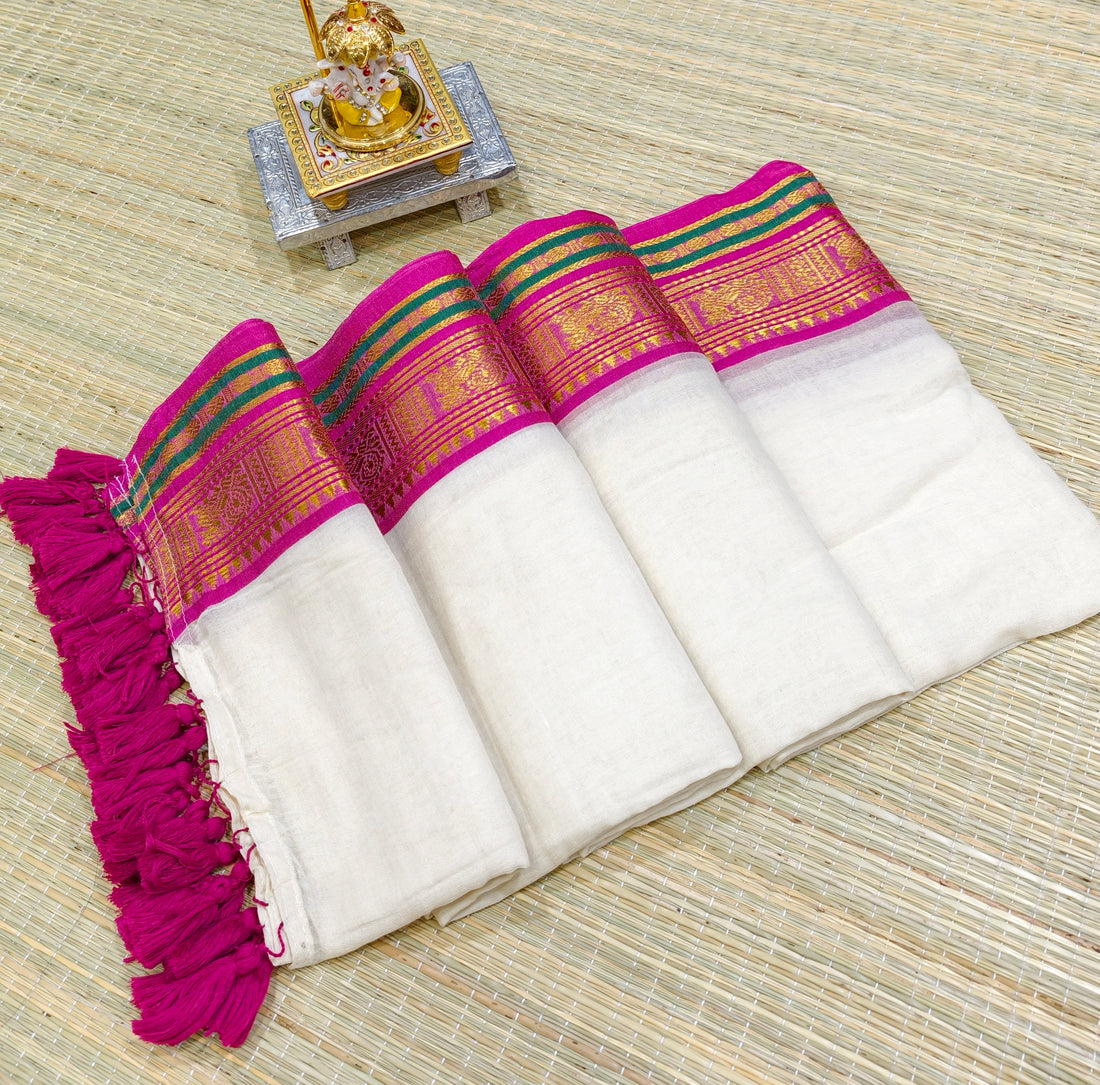Premium mul cotton saree with kanchi border