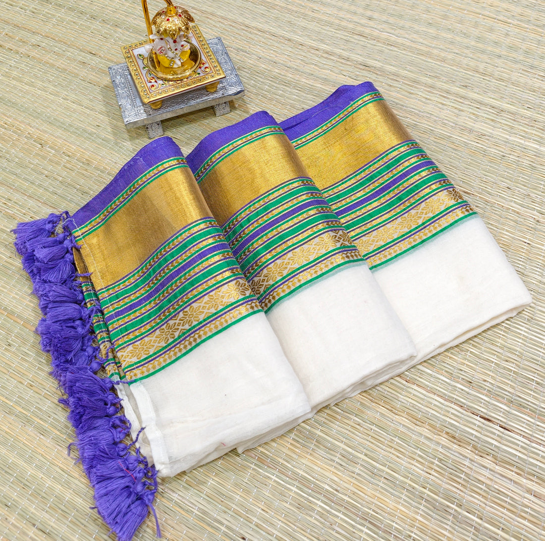 Premium mul cotton saree with zari border PMK18