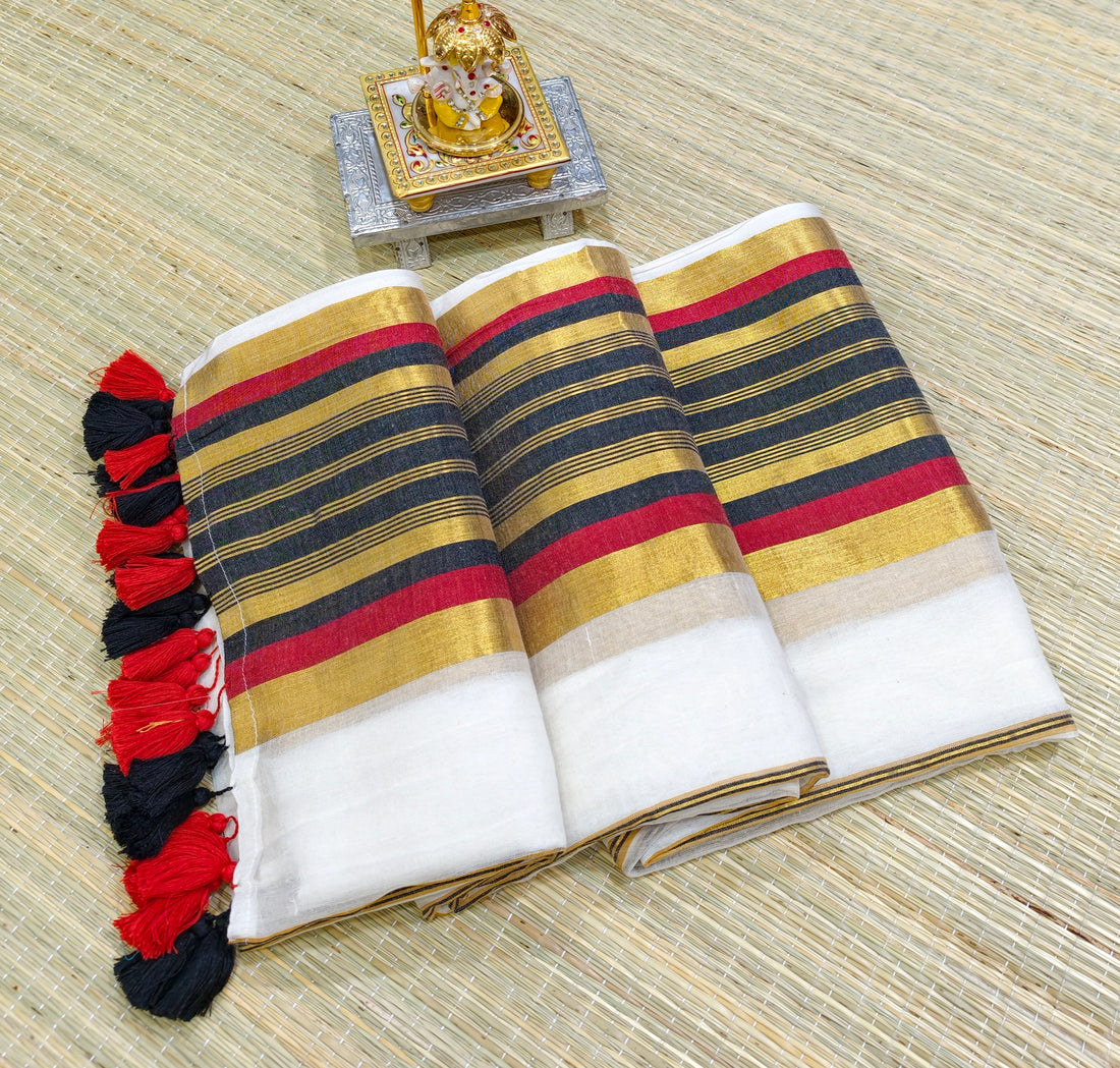 Premium mul cotton saree with zari border PMK31