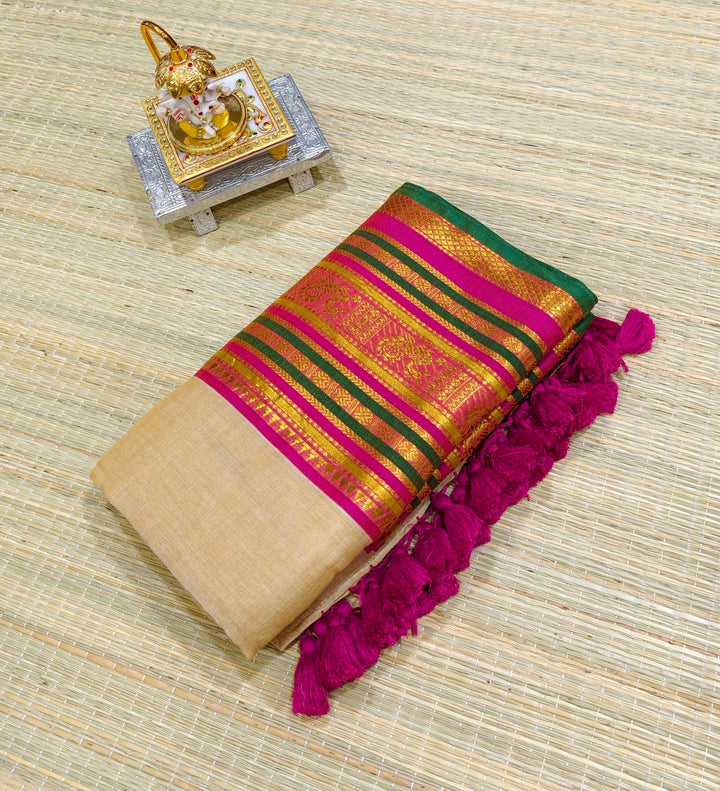 Premium mul cotton saree with big kanchi border PMK08