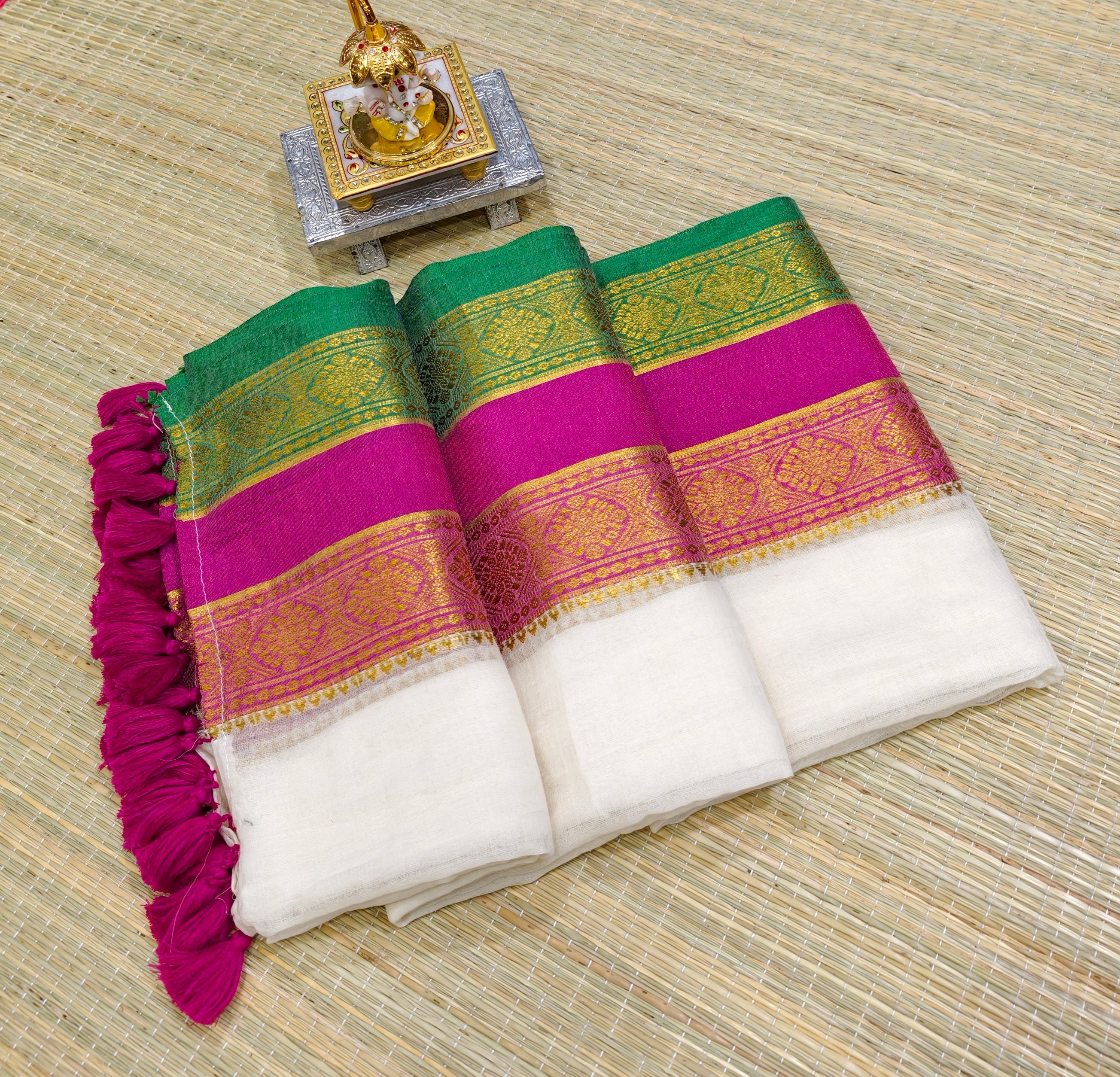 Premium mul cotton saree with kanchi border PMK15