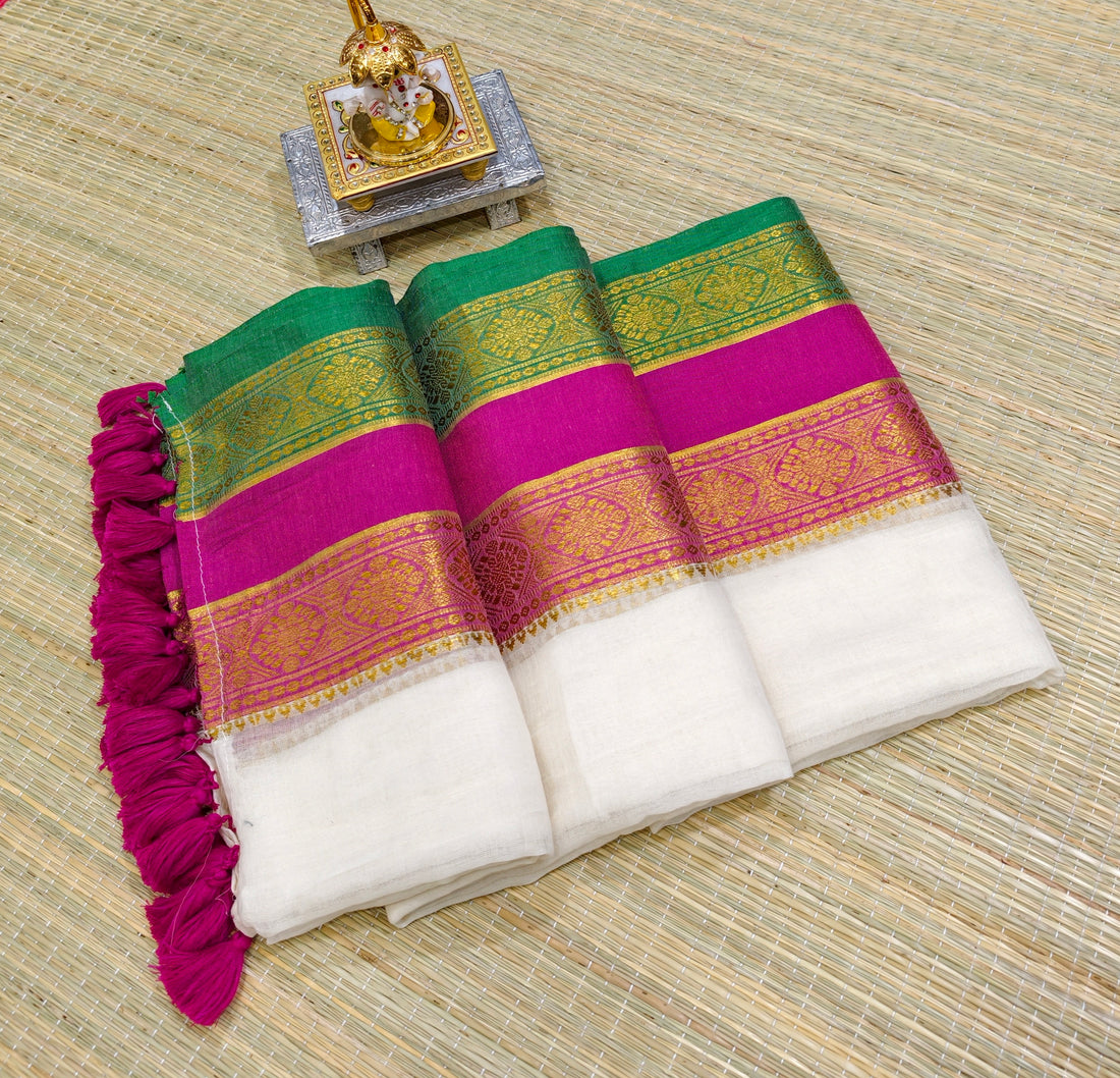 Premium mul cotton saree with kanchi border PMK15