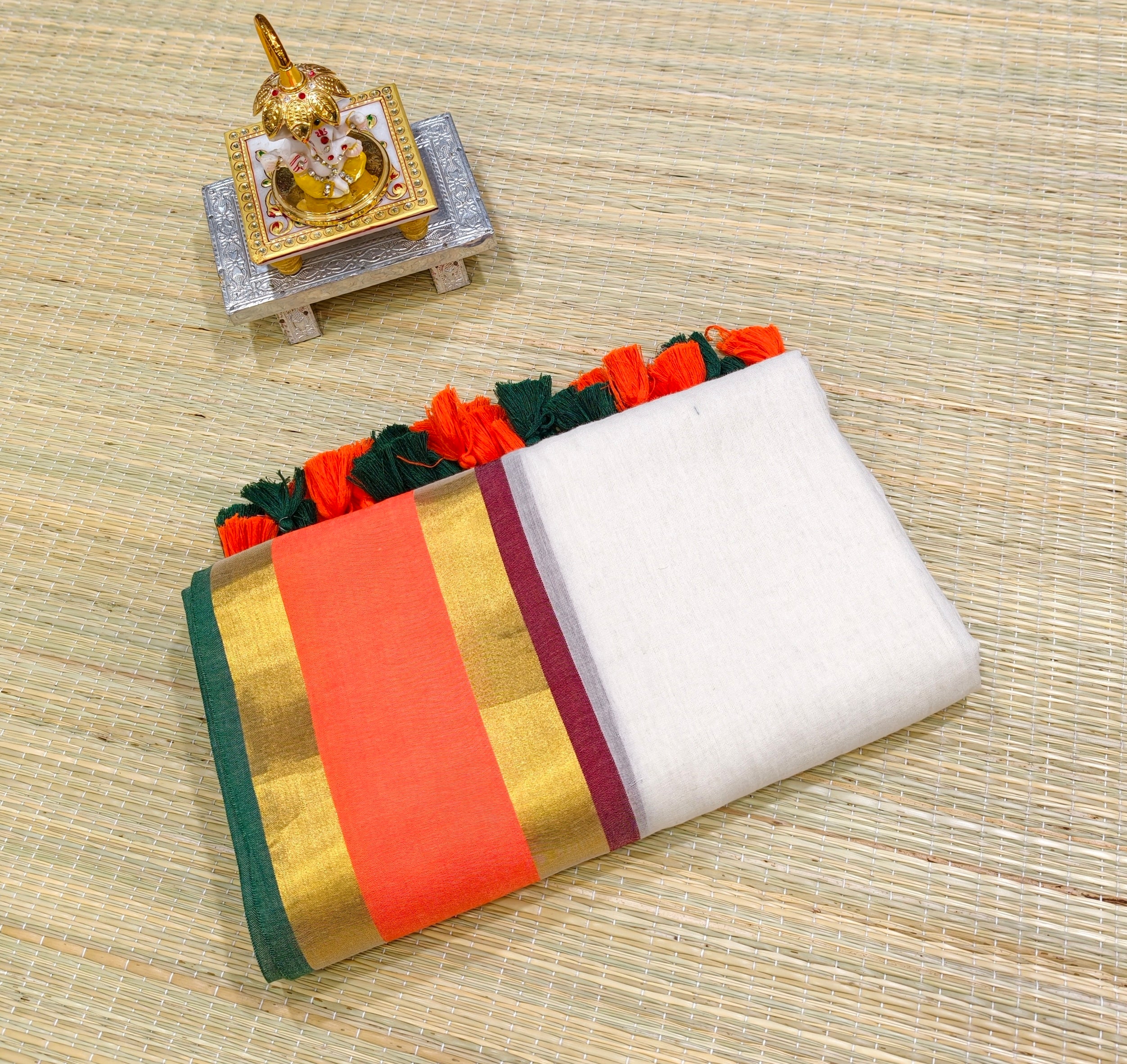 Premium mul cotton saree with zari border PMK 35