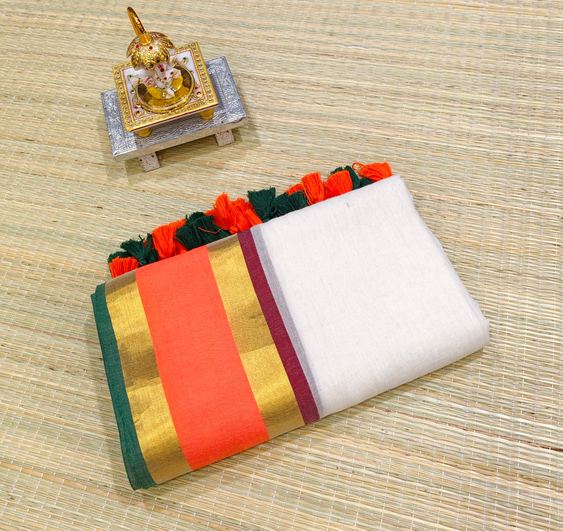 Premium mul cotton saree with zari border PMK 35