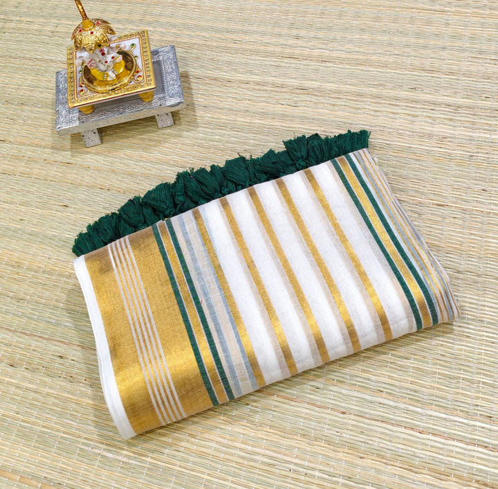 Premium mul cotton zari stripes saree PMK20