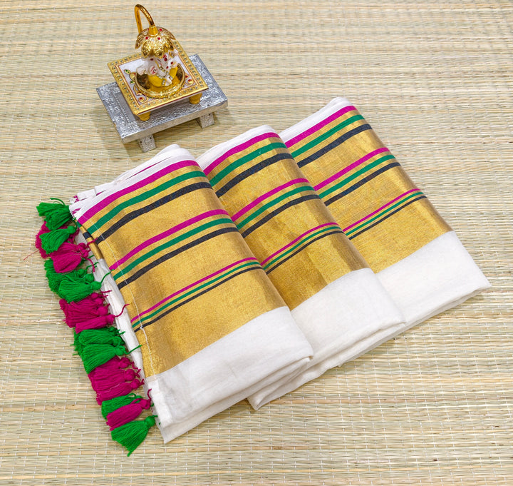 premium mul cotton saree with zari border -PMK29