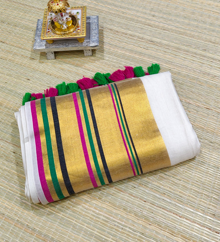 premium mul cotton saree with zari border -PMK29