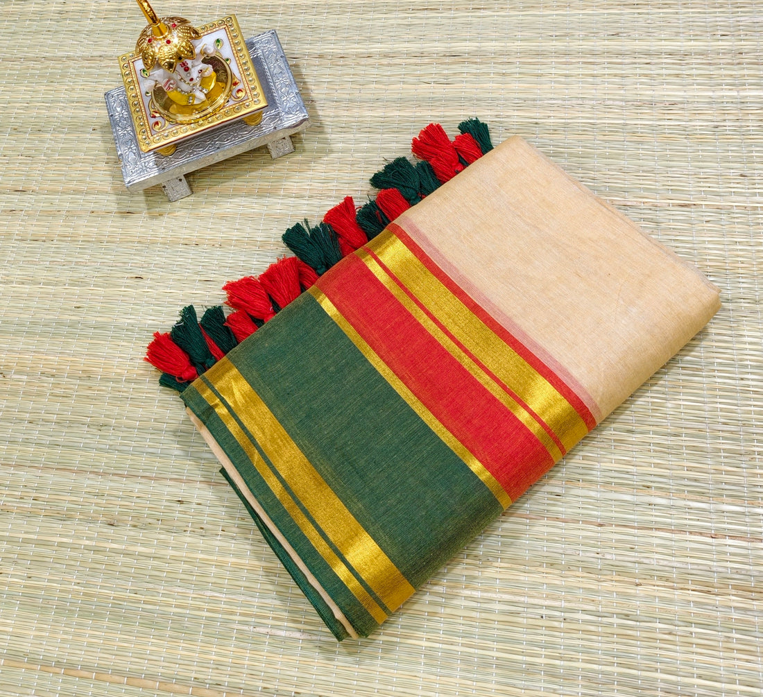 Premium Mul cotton saree with zari border PMK
