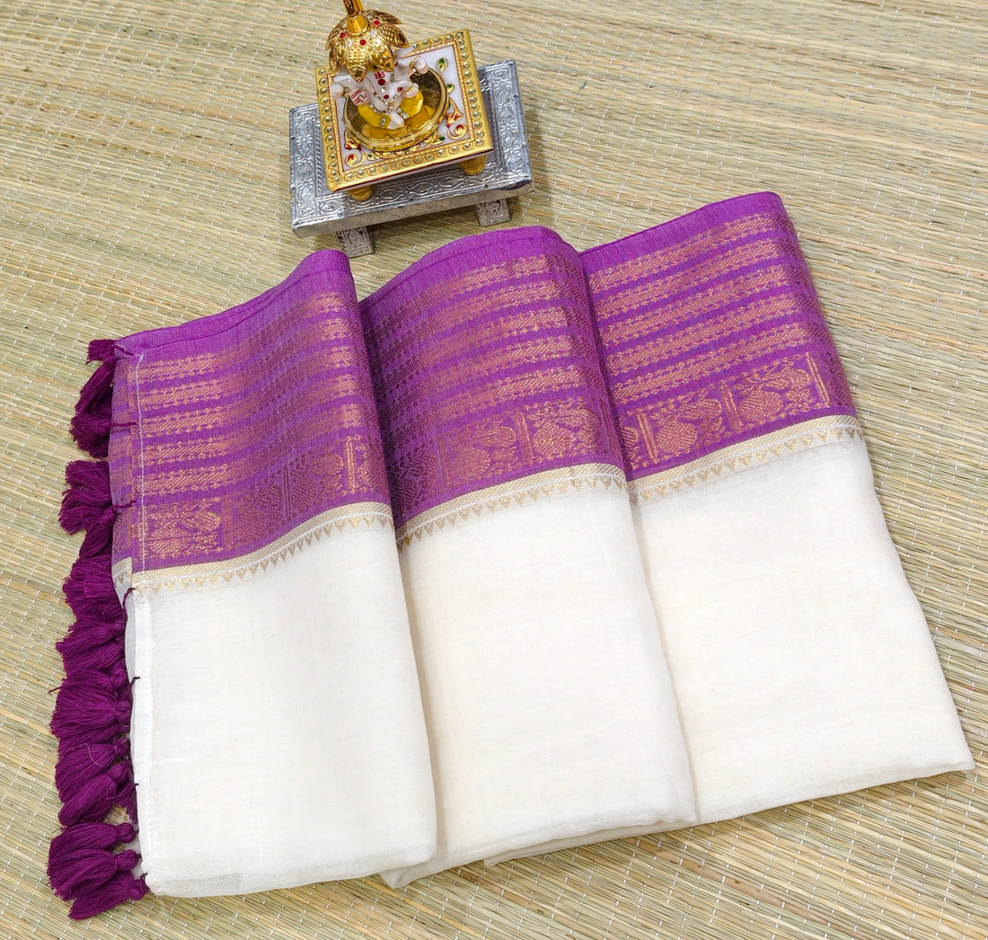 Premium mul cotton saree with zari border PMK33