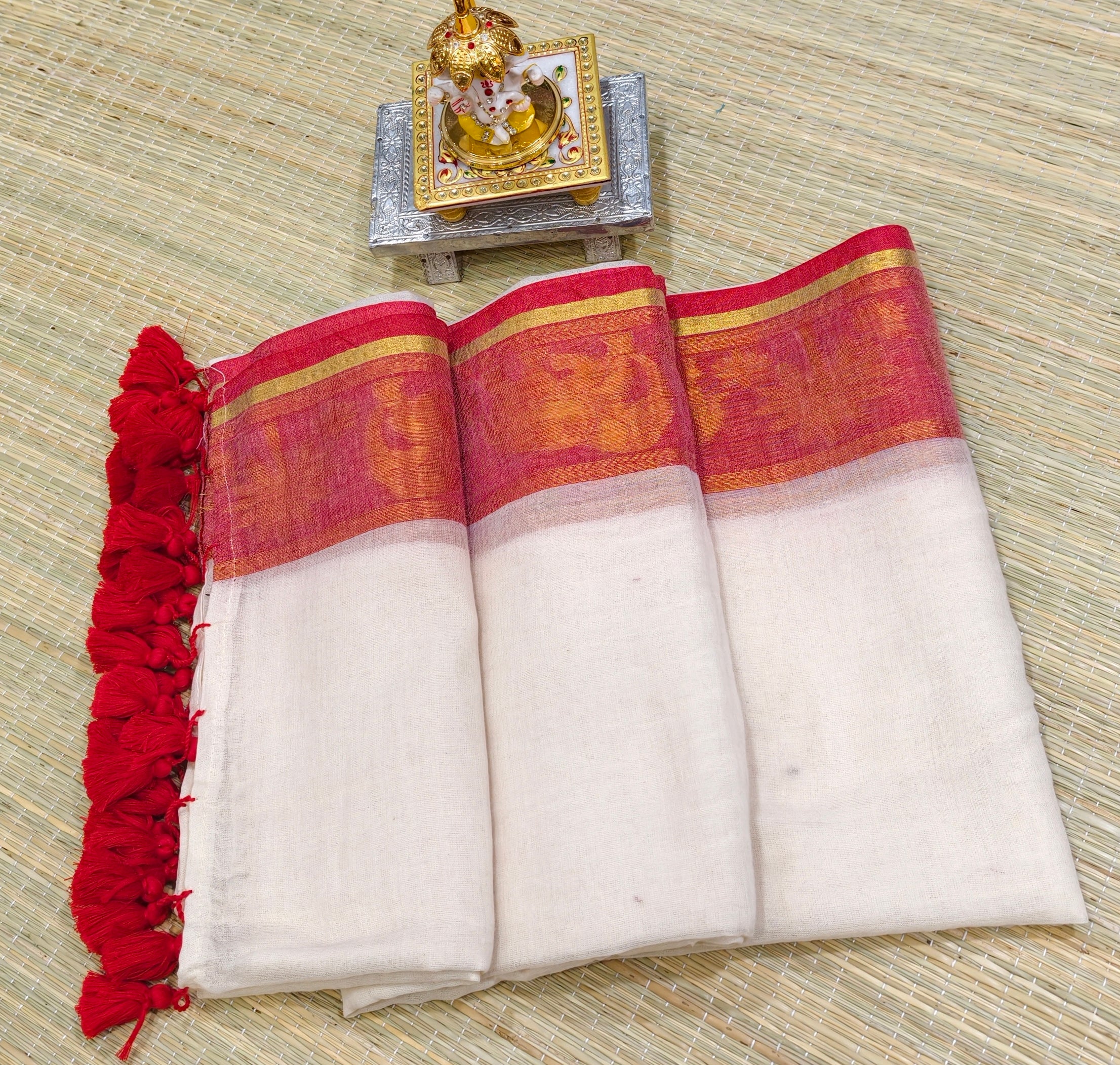 Premium mul cotton saree with kanchi border PMK