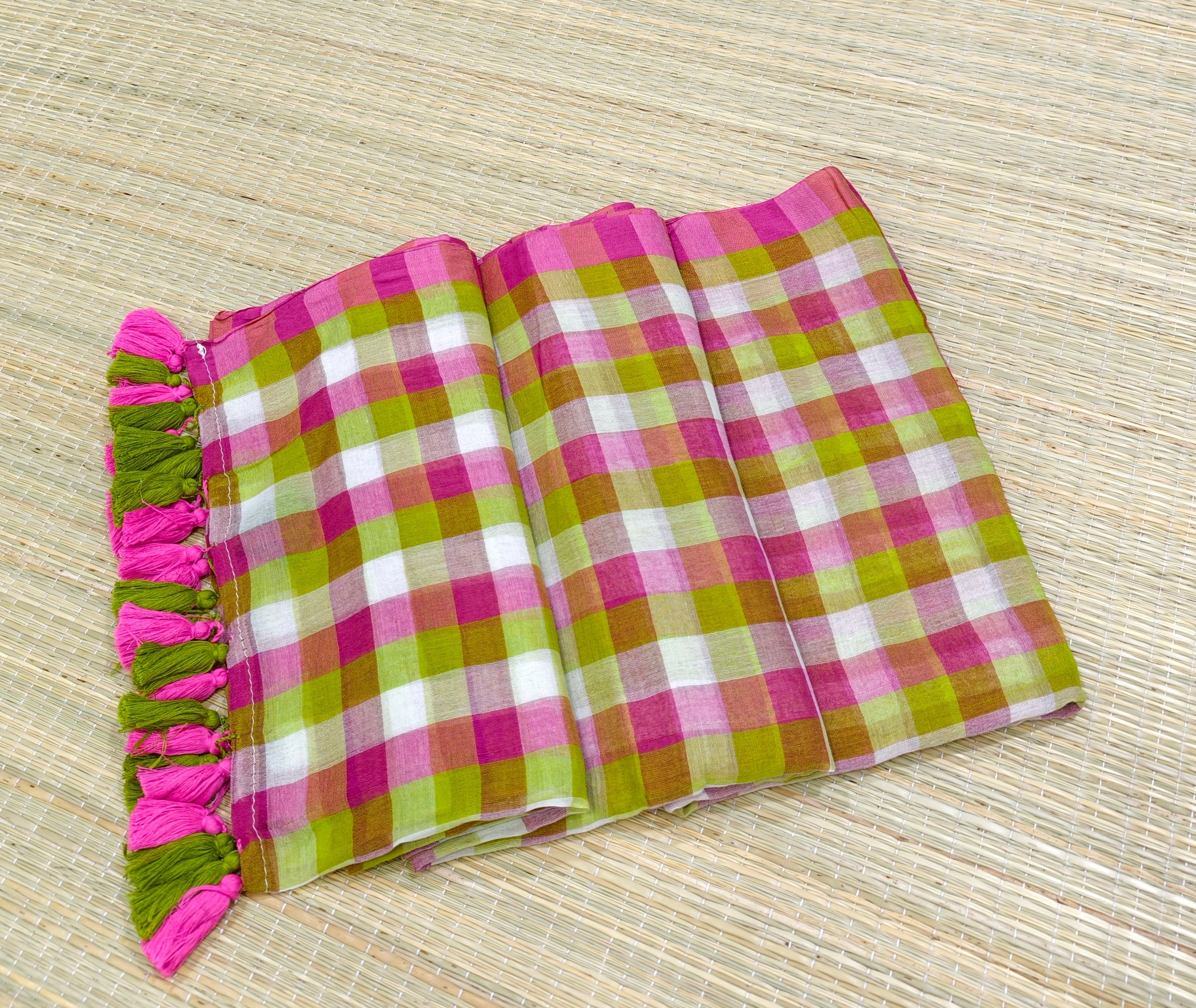Premium multi checks mul saree PMK