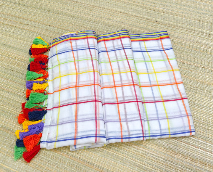 Premium mul cotton multi colour checks saree PMK