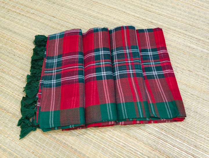 Premium mul cotton check saree