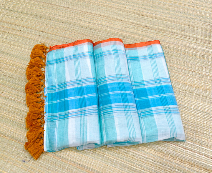 Premium mul cotton check saree