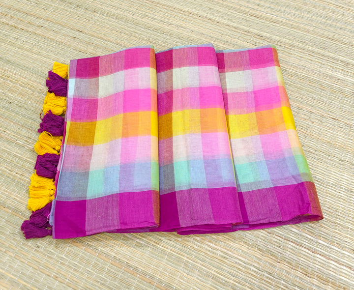 Premium mul check saree