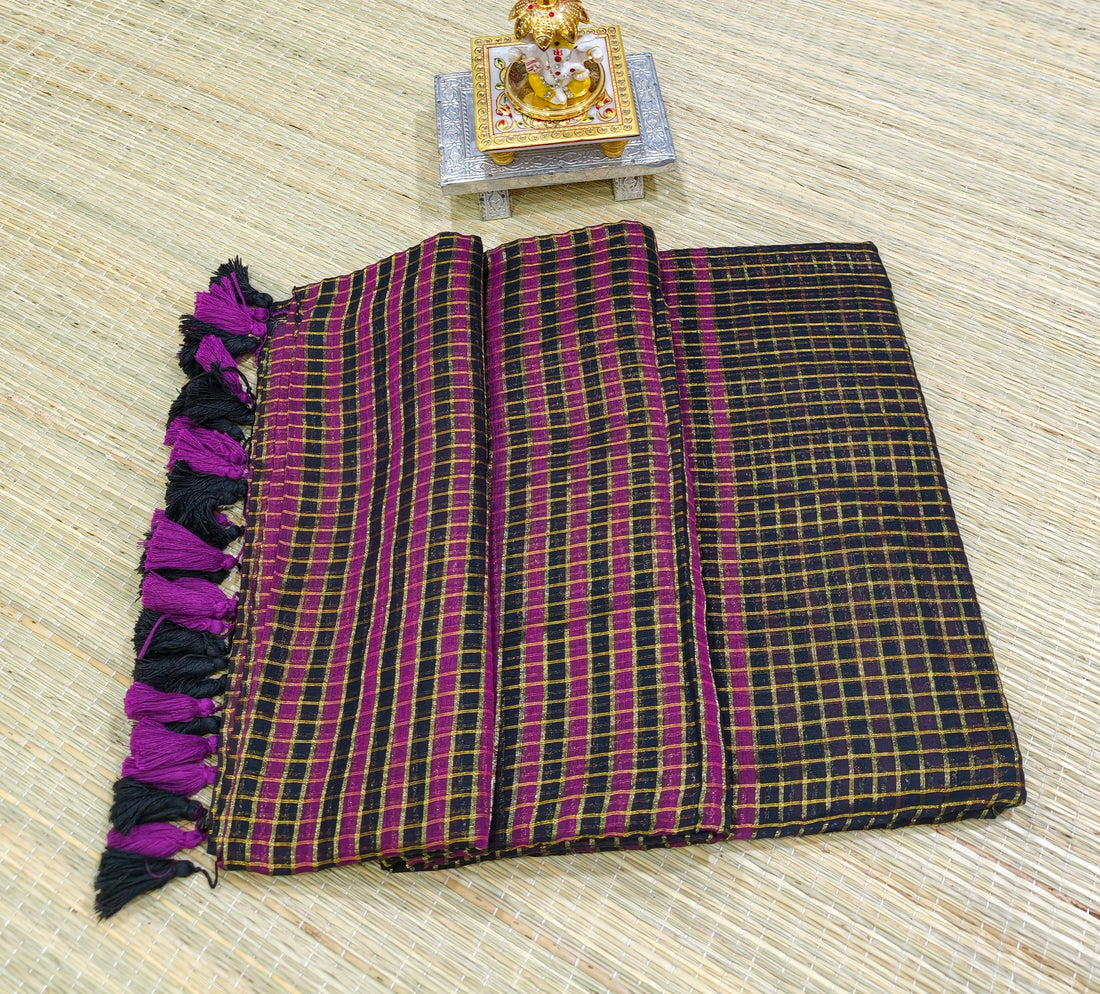 Premium mul cotton zari check saree PMK