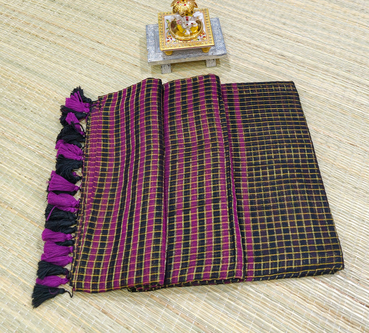 Premium mul cotton zari check saree PMK