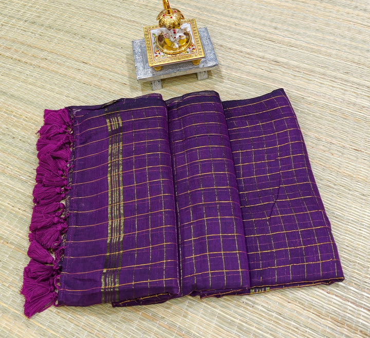Premium mul zari check saree PMK