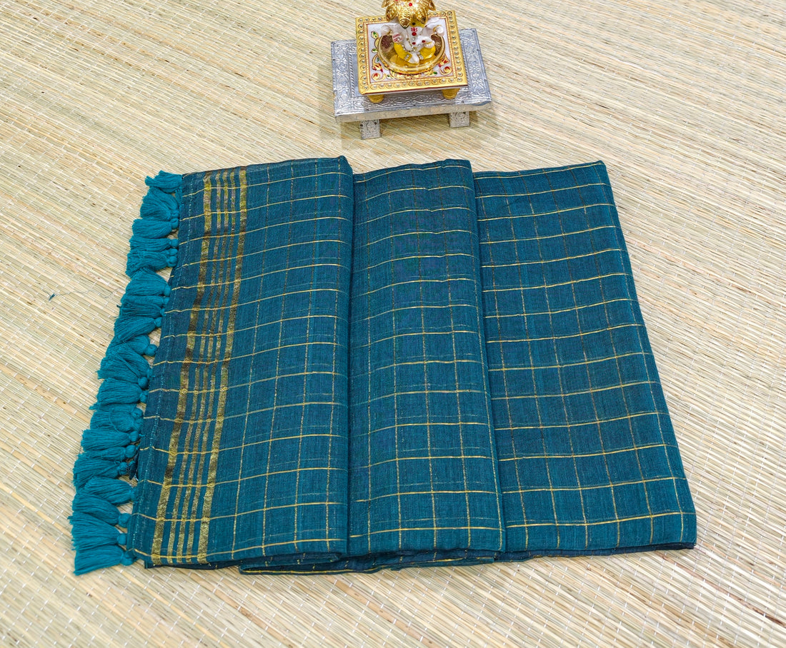 Premium mul zari check saree PMK