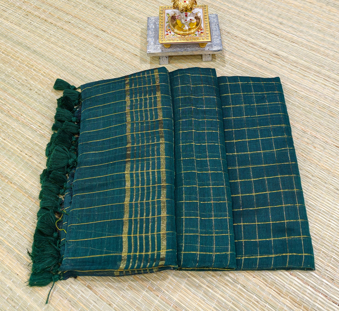 Premium mul zari check saree PMK