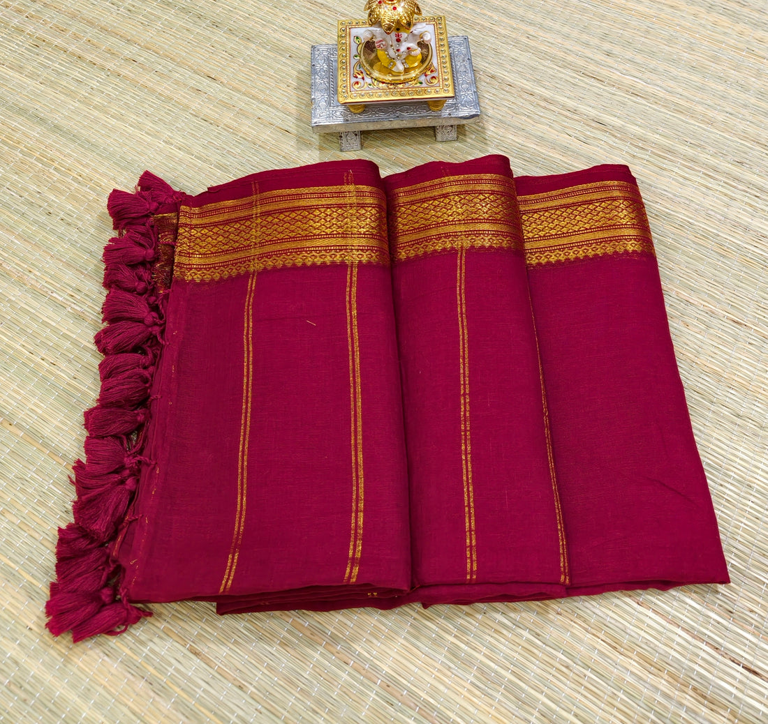 Premium mul cotton saree with kanchi border