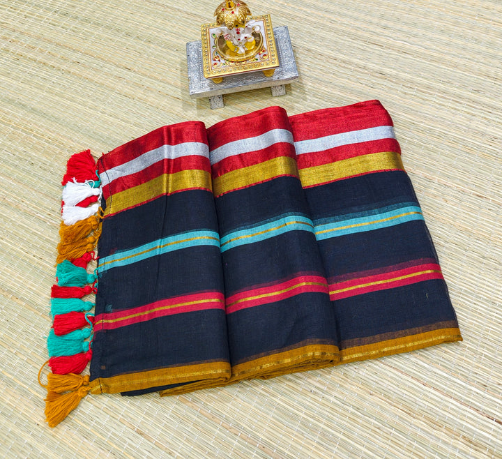 Premium mul cotton multi stripes saree PMK